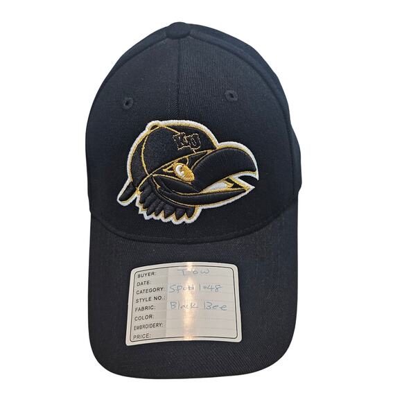 Vintage Kansas University Jayhawks Fitted Hat Cap 90s KU Black Yellow NCAA Retro - Picture 1 of 9